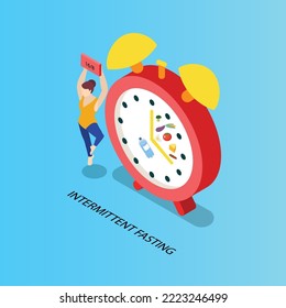Intermittent Fasting isometric 3d vector illustration concept for banner, website, illustration, landing page, flyer, etc.