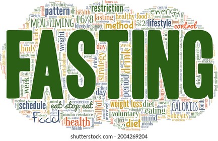 Intermittent Fasting vector illustration word cloud isolated on a white background.
