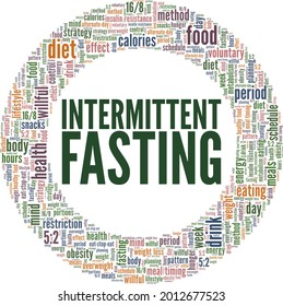 Intermittent Fasting vector illustration word cloud isolated on a white background.