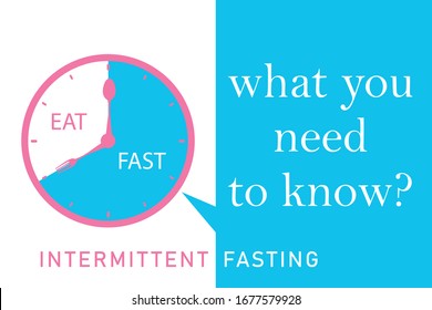 Intermittent fasting what you need to know? Clock with eating and fasting hours. Intermittent Fasting often use for loosing weight or to control diabetes.