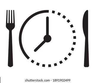 Intermittent food fasting with clock line art vector icon for food apps and websites