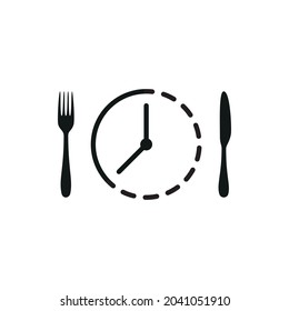 intermittent food fasting with clock line art icon vector