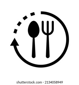 Intermittent food fasting with clock line art vector icon for food.