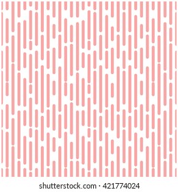 Intermittent halftone pink segment lines background, vertical broken stripes repeating texture, geometric random minimal seamless pattern