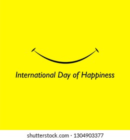Internaional day of happiness, World happiness day vector illustration, emoticon smile with yellow background