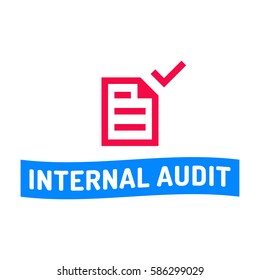 Internal Audit. Badge With Document Icon. Flat Vector Illustration On White Background.