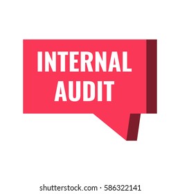 Internal audit. Badge, icon, red speech bubble, vector design illustration on white background.