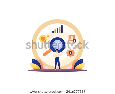 internal audit concept. examination and assessment of company activities. examine and analyze company finances. evaluate performance activities. concept illustration design. graphic elements. vector