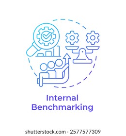 Internal benchmarking blue gradient concept icon. Identify best practices. Business processes comparison. Round shape line illustration. Abstract idea. Graphic design. Easy to use in article