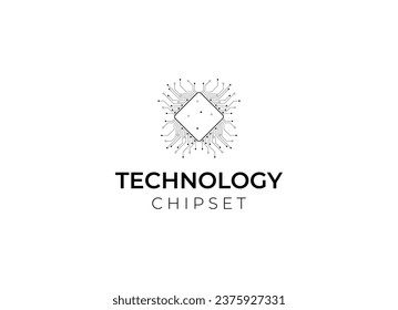 internal chipset data wire and technology logo design