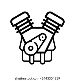 motor de combustión interna, motor v - icono de vector