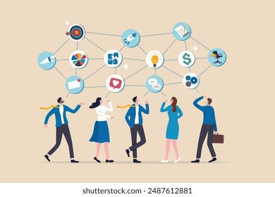 Internal communication, communicate within office, organization or company strategy, internal job, connection or community, work networking concept, business people colleague communicate to success.