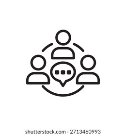 Internes Kommunikationssymbol, das den Teamdialog, den Informationsaustausch und die Mitarbeiterdiskussion symbolisiert und das HR-Engagement, die Organisationskultur, die Ausrichtung des Unternehmens und die Transparenz am Arbeitsplatz repräsentiert.