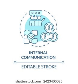 Icono de concepto de comunicación interna azul suave. Intercambios de información más claros y eficientes. Ilustración de línea de forma redonda. Idea abstracta. Diseño gráfico. Fácil de usar en material promocional