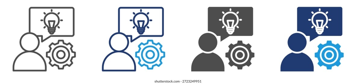 Conjunto de iconos de soluciones de consultoría interna con múltiples estilos