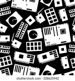 internal desktop computer components seamless dark pattern eps10