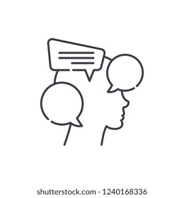 Internal Dialogue Line Icon Concept. Internal Dialogue Vector Linear Illustration, Symbol, Sign