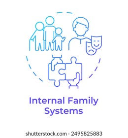 Internal family systems blue gradient concept icon. Communication skills, personality disorder. Round shape line illustration. Abstract idea. Graphic design. Easy to use in infographic, presentation