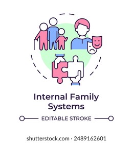 Internal family systems multi color concept icon. Communication skills, personality disorder. Round shape line illustration. Abstract idea. Graphic design. Easy to use in infographic, presentation