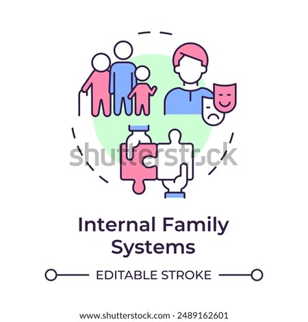 Internal family systems multi color concept icon. Communication skills, personality disorder. Round shape line illustration. Abstract idea. Graphic design. Easy to use in infographic, presentation