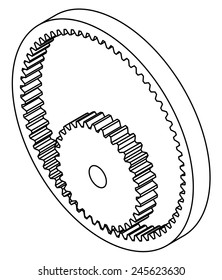 Internal gear and pinion.  