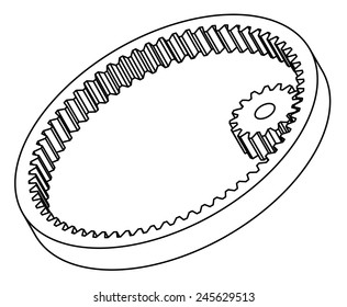 Internal gear and pinion.  