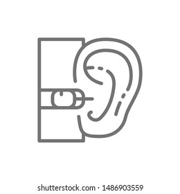 Internal hearing aid line icon. Isolated on white background