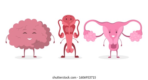 Internal Human Organ Funny Faces Set Stock Vector (Royalty Free ...