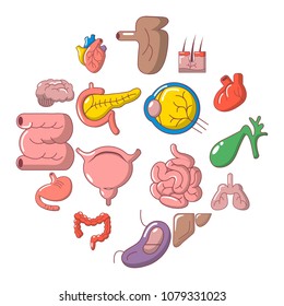 Internal human organs icons set. Cartoon illustration of 16 internal human organs vector icons for web