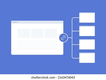 Internal Links SEO optimization concept illustration. Hyperlinks link to important pages on the same domain. Keyword-Rich Anchor Text links links help search engine find and understand website pages