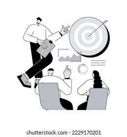Internal marketing abstract concept vector illustration. Company goals strategy and promotion, employee engagement, customer service, experience and satisfaction, marketing tools abstract metaphor.