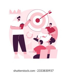 Internal marketing abstract concept vector illustration. Company goals strategy and promotion, employee engagement, customer service, experience and satisfaction, marketing tools abstract metaphor.