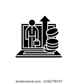 Internal marketing black icon, vector sign on isolated background. Internal marketing concept symbol, illustration 