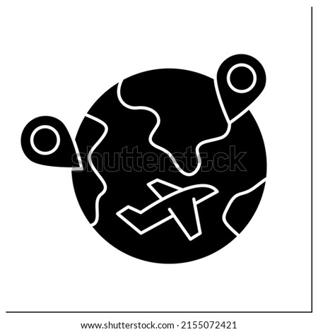 Internal migration glyph icon. Cross state boundaries and stay in non-native state during long time. Travel to different country. Filled flat sign. Isolated silhouette vector illustration