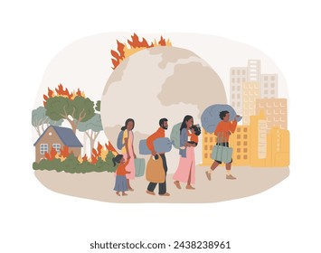 Internal migration isolated concept vector illustration. Domestic human migration, natural disaster, civil disturbance, arrive in capital, people moving with bags suitcases vector concept.