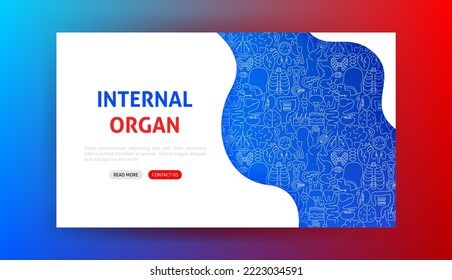 Internal Organ Landing Page. Vector Illustration of Outline Design.