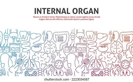 Concepto interno de esquema de órganos. Ilustración vectorial del diseño de contorno.