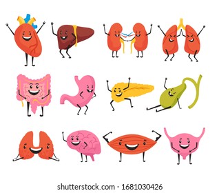 Internal organs characters isolated set collection. Vector flat graphic design isolated illustration
