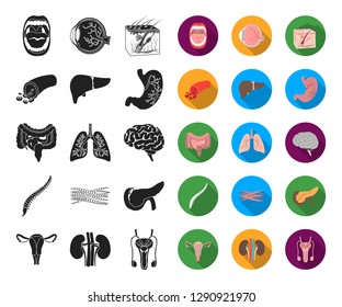 Internal organs of a human black,flat icons in set collection for design. Anatomy and medicine vector symbol stock web illustration.