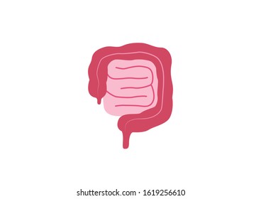 Órganos internos del ser humano sobre fondo blanco, Anatomía intestinal pequeña y grande, Icono del intestino delgado y grueso, Símbolo de los órganos, Ilustración vectorial de dibujos animados