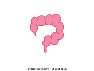 Órganos internos del ser humano sobre fondo blanco, Anatomía intestinal, Icono intestinal, Símbolo Orgánico, Ilustración vectorial de dibujos animados
