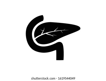 Internal organs of the human on white background, Pancreas icon, Organs symbol, Health care, Cartoon vector illustration
