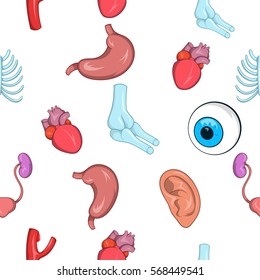 Internal organs pattern. Cartoon illustration of internal organs vector pattern for web