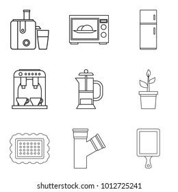 Internal part icons set. Outline set of 9 internal part vector icons for web isolated on white background