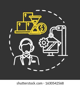 Internal processes chalk RGB color concept icon. Gain support. System operation. Client attraction. Acquire customers. Optimization idea. Vector isolated chalkboard illustration on black background