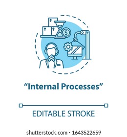 Internal processes concept icon. Finance, economy. Client attraction. Acquire customers. Optimization idea thin line illustration. Vector isolated outline RGB color drawing. Editable stroke