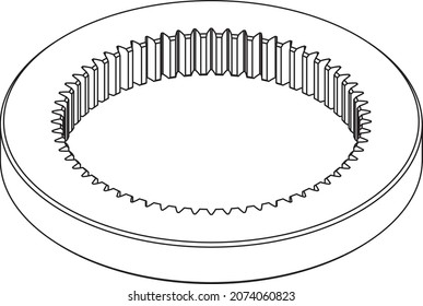 internal ring gear. Machine parts. Vector illustration