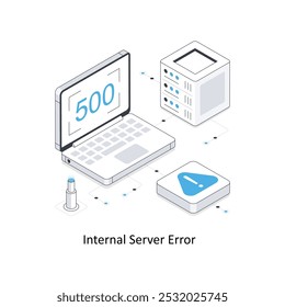 Isometrische Stockgrafik des internen Serverfehlers. EPS-Datei Stockgrafik