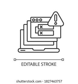 Internal server error linear icon. HTTP status code, 500 error thin line customizable illustration. Contour symbol. Internet connection problem. Vector isolated outline drawing. Editable stroke