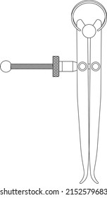 Internal spring calipers or Inside calipers isolated vector on white background. The calipers are used to measure inside dimensions such as the inside diameter of a tube.